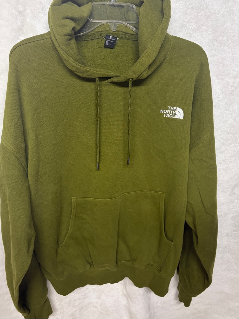 The North Face Olive Green Pullover Hoodie with White Logo